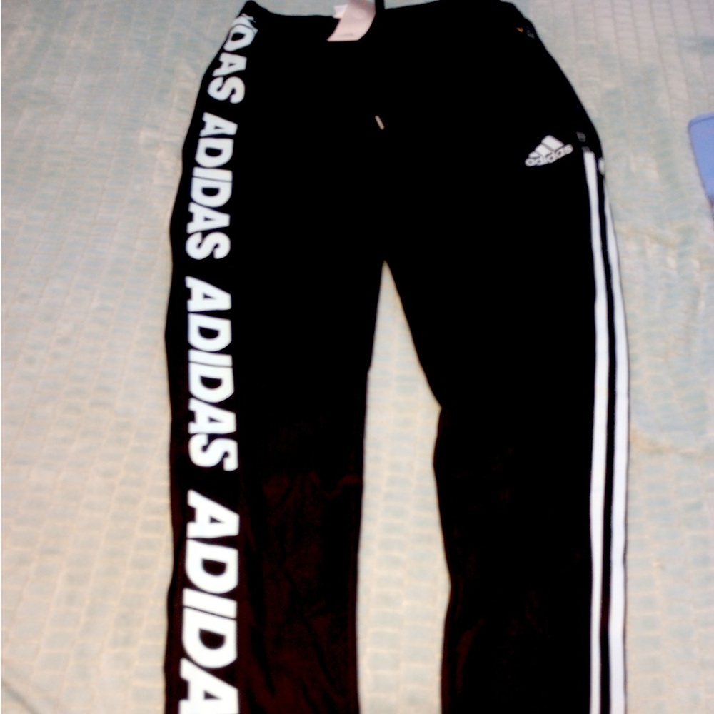 Adidas Black With Green Stripes Men Active Pants New